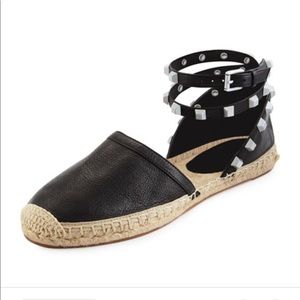 Rebecca minkoff leather studded espadrilles sz 10